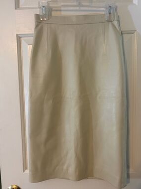 Women’s Cream Leather Pencil Skirt